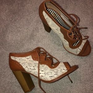 Gianni Bini Peep Toe Lace Up Heels